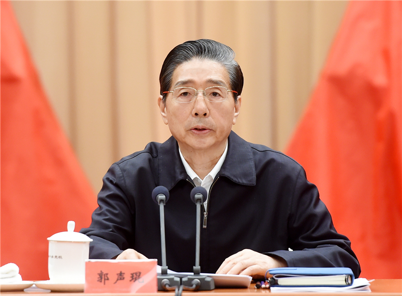 （媒体发稿，共两张。此为第2张）政法领导干部学习贯彻习近平新时代中国特色社会主义思想专题研讨班5月3日上午在中央党校开班。中共中央政治局委员、中央政法委书记郭声琨出席开班式并讲话。郝帆 摄_副本.jpg