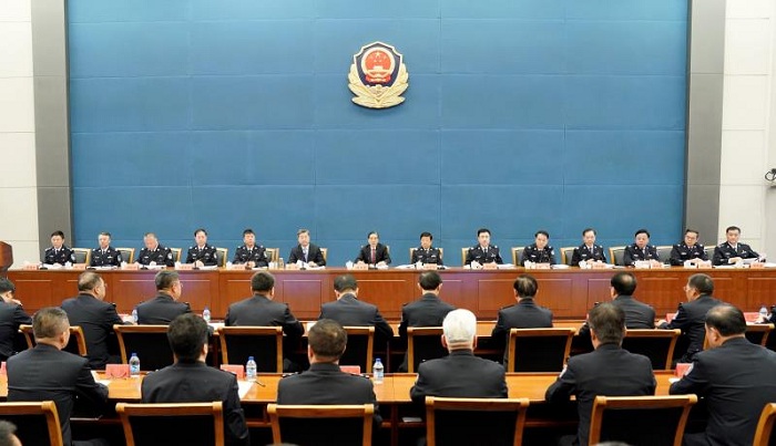 10月25日，中共中央政治局委员、中央政法委书记郭声琨出席全国公安机关70周年大庆安保维稳工作总结表彰大会并讲话。  摄影  郝帆.jpg